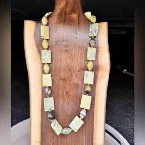 Hand-Crafted Green Serpentine Natural Stone Necklace